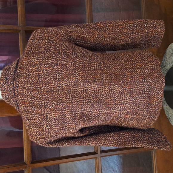 J Jill Blazer Jacket Multicolor Tweed Brown Purple Orange Tan Tweed - Picture 5 of 8